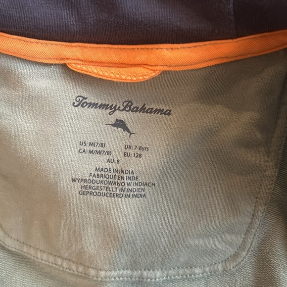 Tommy Bahama Kids Hoodie Long Sleeve Green Zip Up Size M 7/8 - Picture 3 of 4
